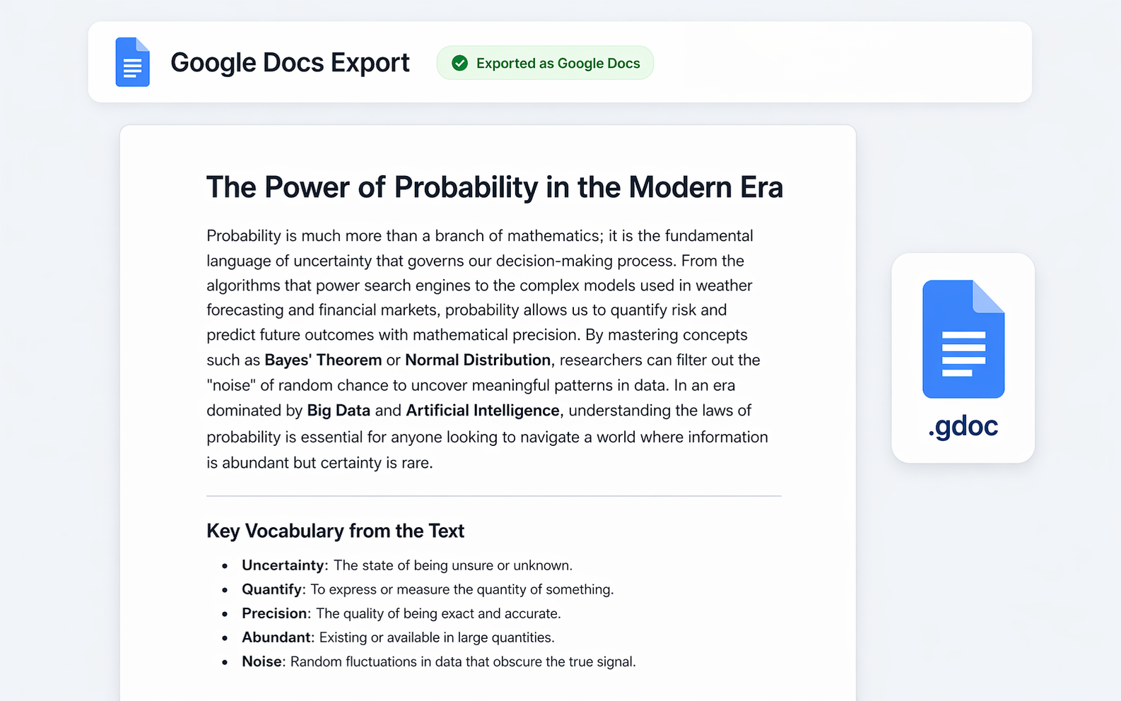 Export Gemini chat to Google Docs